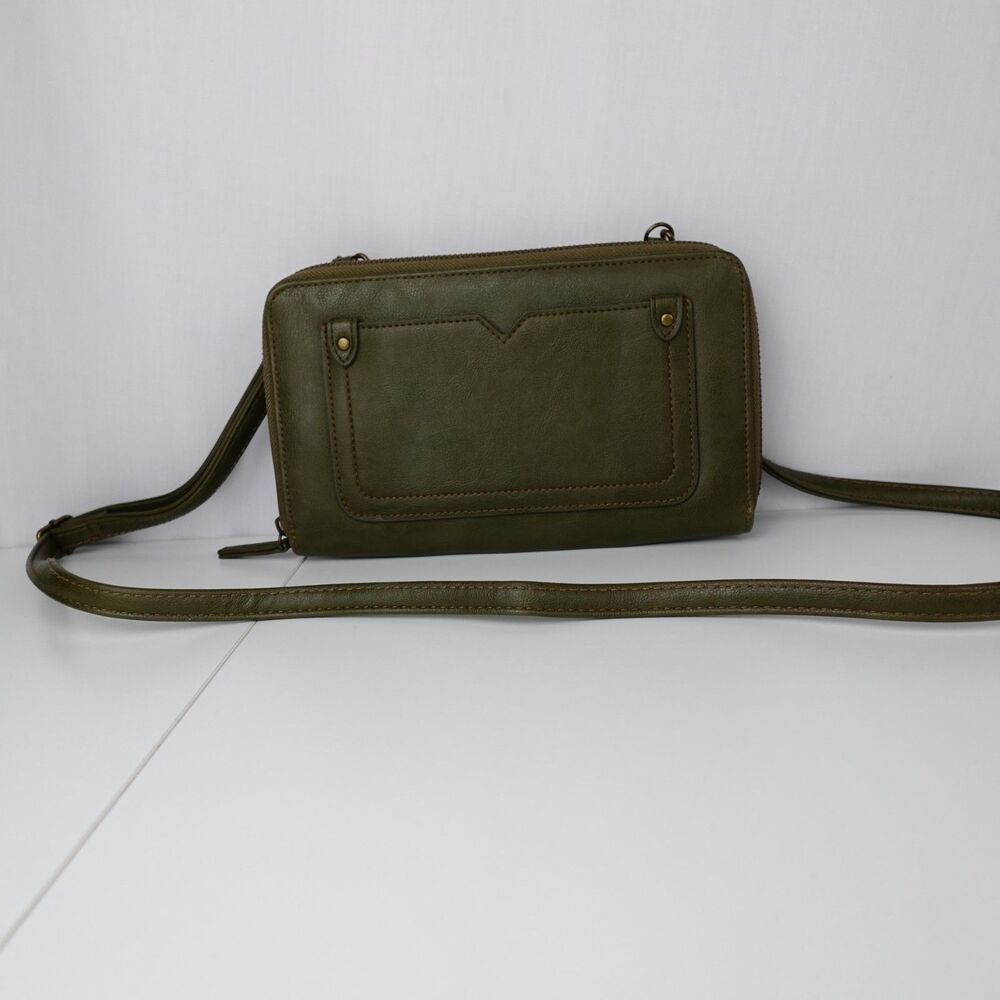 Green Crossbody Purse/Wallet Zip Closure Exterior/Interior Pockets Card Slots